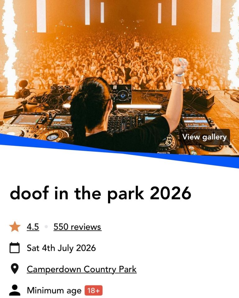 Doof in the Park 2026 Festival Ticket x 2 