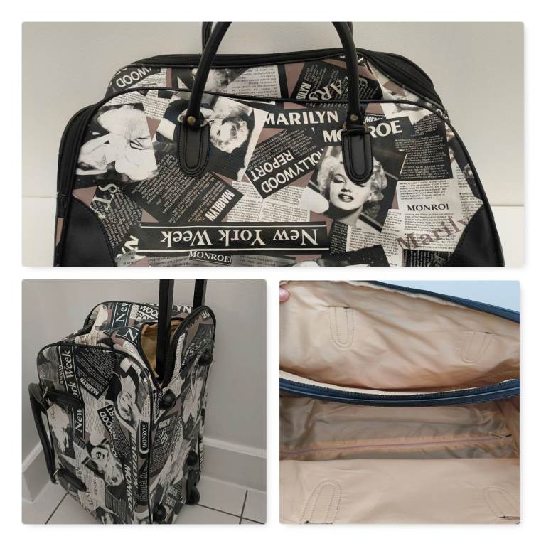 Black & white Marylin Monroe theme wheeled travel bag £5