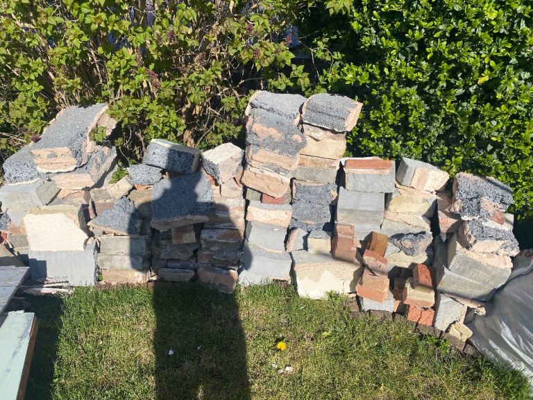 Assorted Garden Bricks and Stone Slabs – Various Sizes