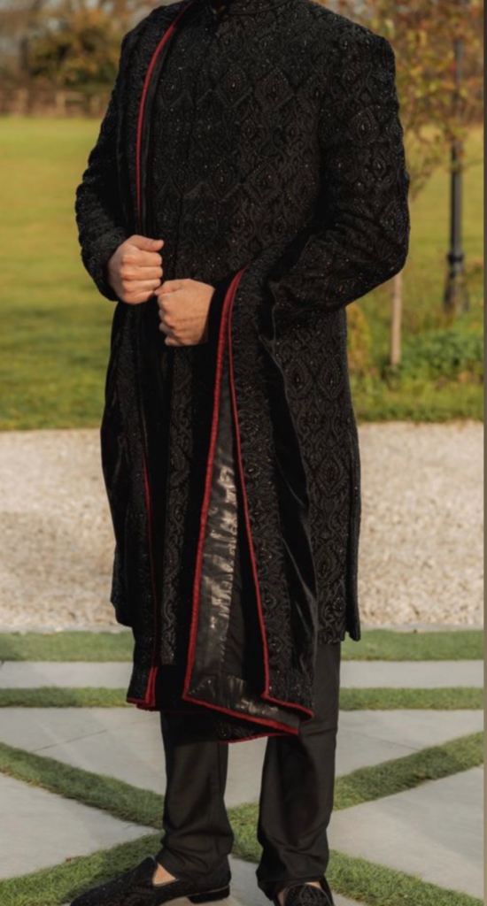 Black sharwani Asian Pakistani wedding 