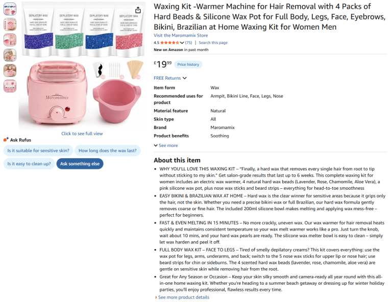 Brand New Sealed Home Waxing Kit with Silicone Wax Pot - 50% Off!