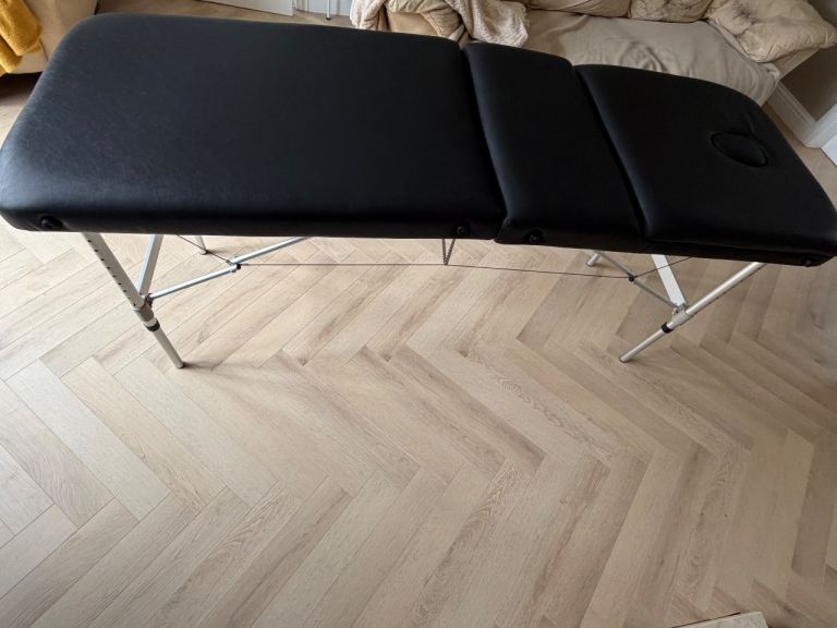 Portable Black Massage Couch – Good Condition, Adjustable