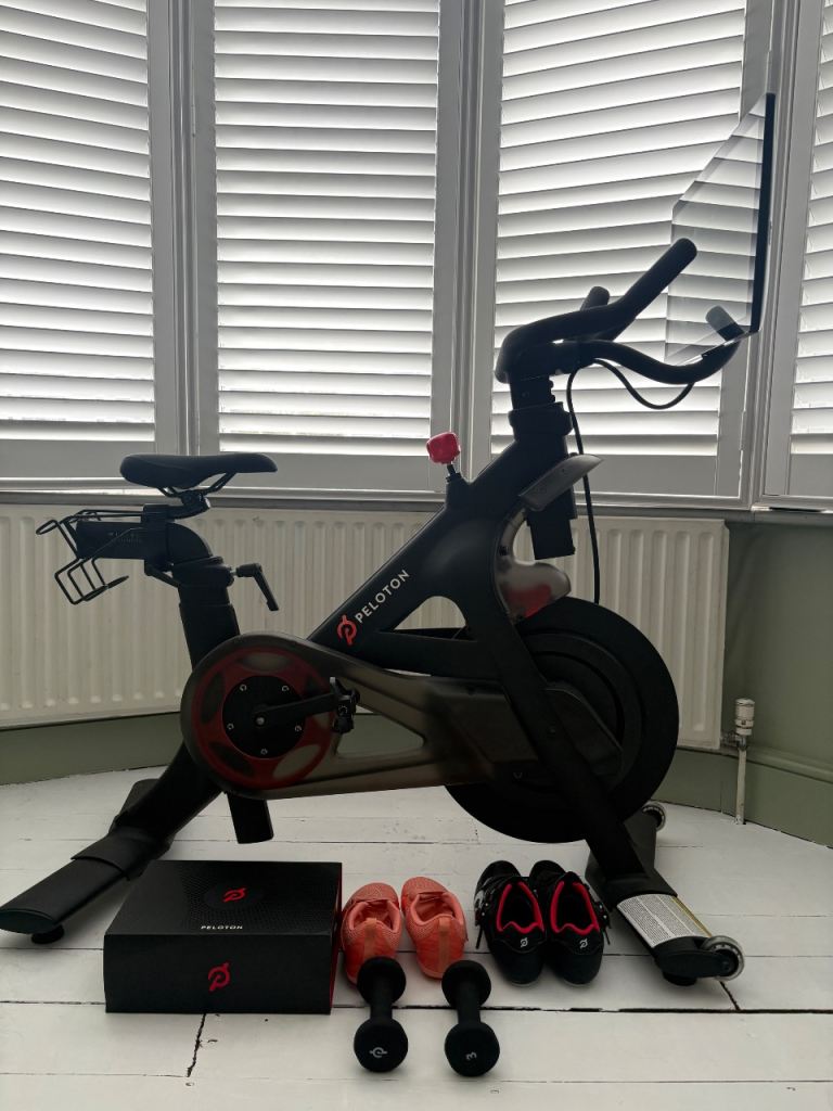 Peloton bike and accessories