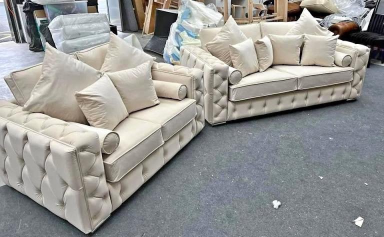 New Velvet Chesterfield Sofa Set – 3+2 Seater