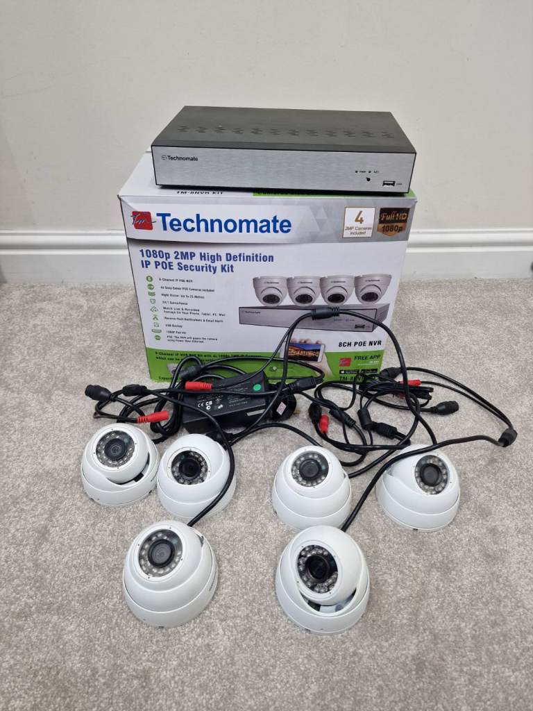 Technomate TM-8 NVR - With 2MP 6 X Cameras HD - NO HARD DRIVE OR APP SUPPORT