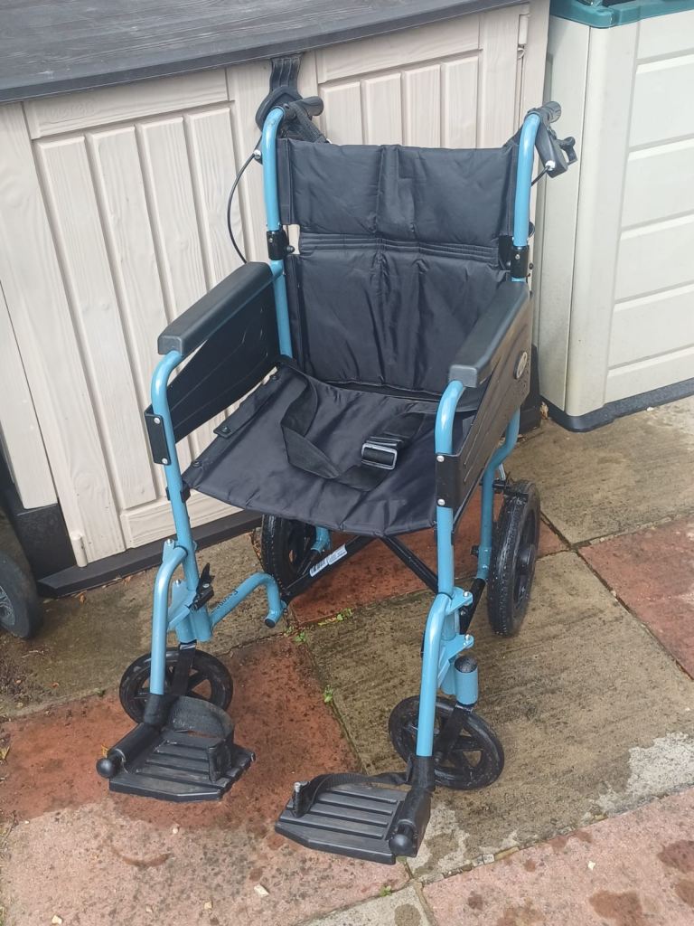 Drive DeVilbiss Aluminium Transit Wheelchair – Blue, Good Condition
