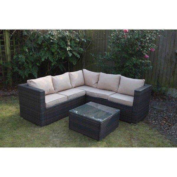 YAKOE L SHAPED CORNER SOFA/TABLE RATTAN LOUNGE DINING FURNITURE PATIO SET-NO CUSHIONS