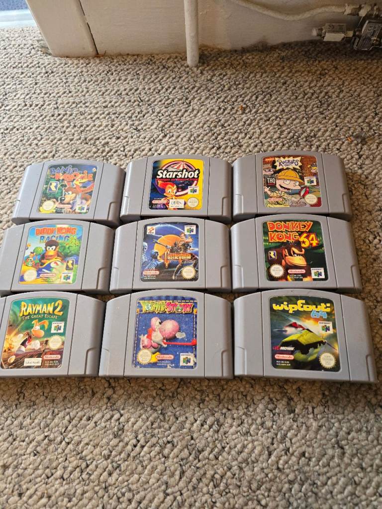 N64 console with 9 games