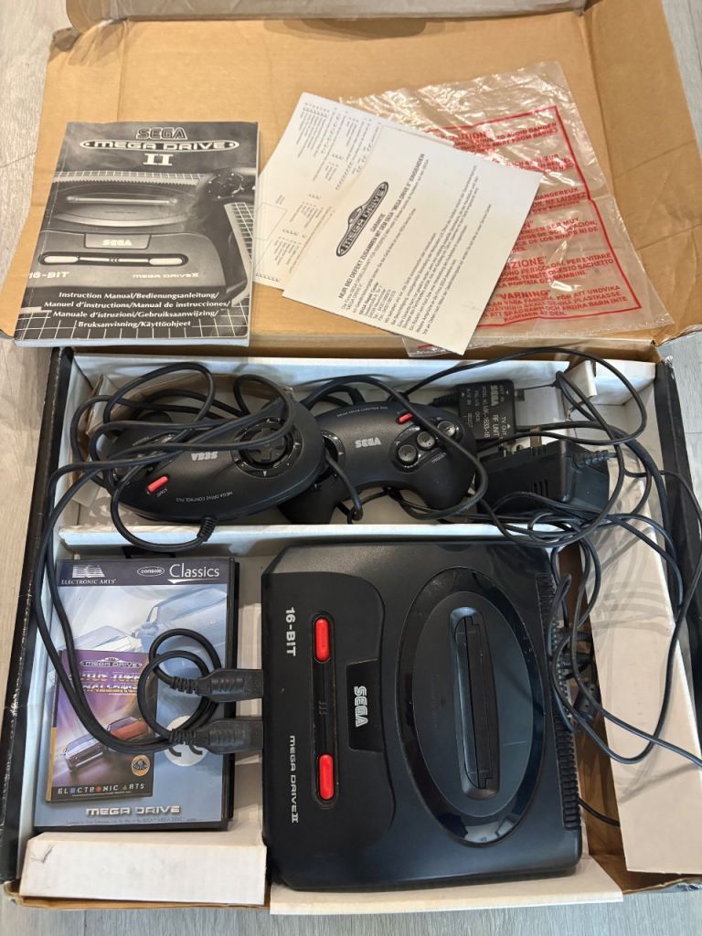 Sega Mega Drive II Console with Sonic 2 Game and Controllers