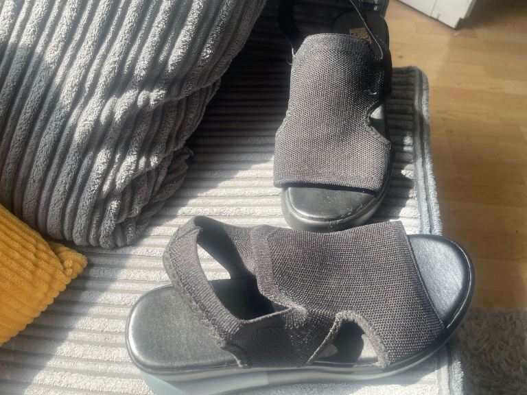New Black Fabric Sandals size 5