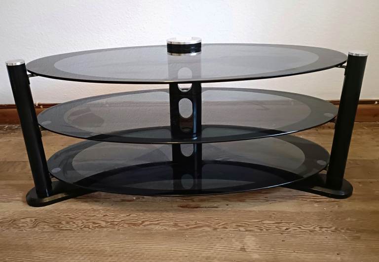 Black glass tv stand