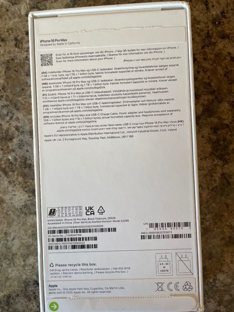 Iphone 16 pro max 256gb black