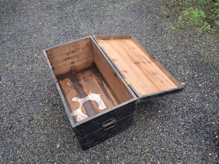 Vintage Black Wooden Storage Box / Trunk