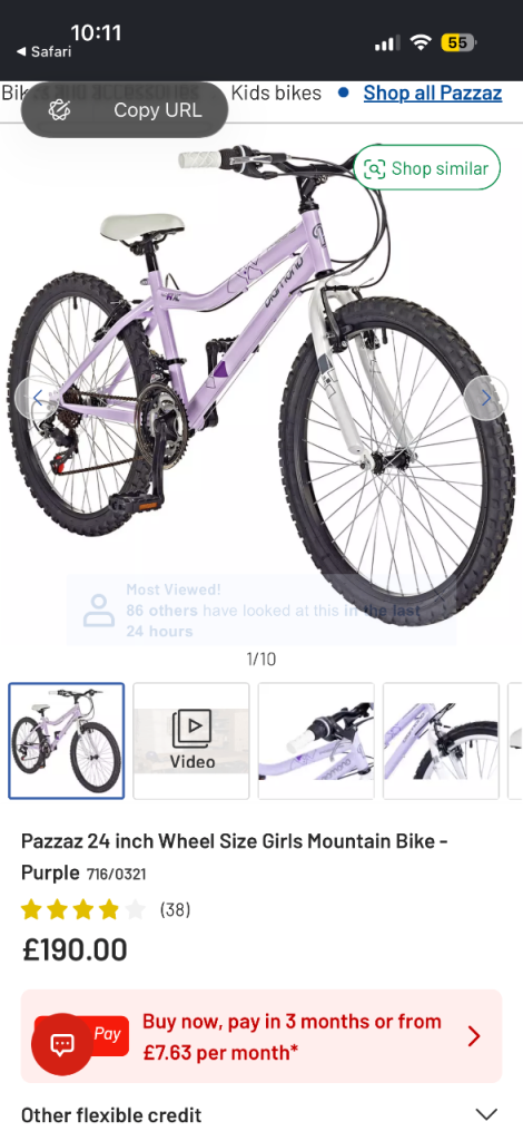 Mountain bike aged 8+