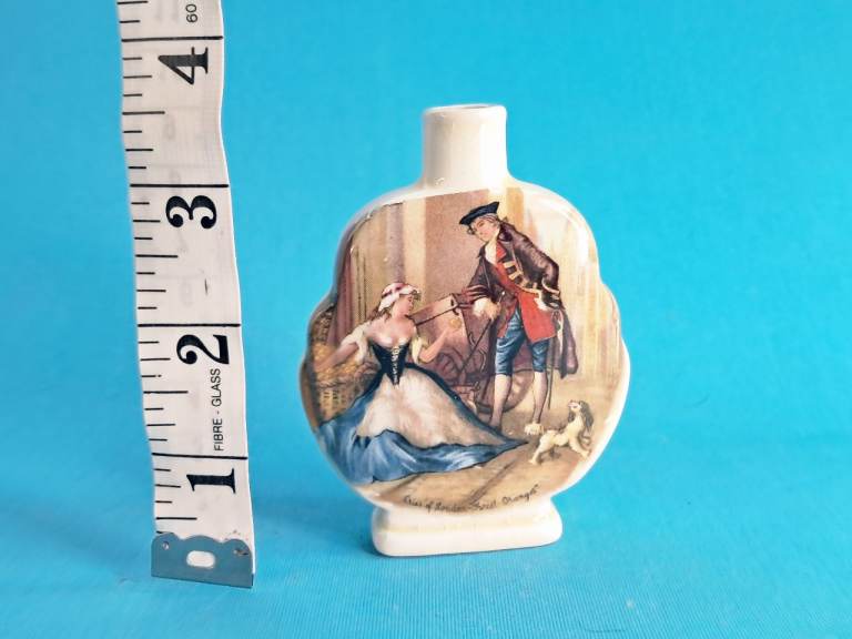 Vintage Ceramic Scent Bottle with Romantic Scene