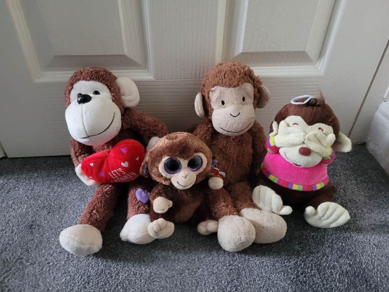 4 X MONKEY -SOFT TOYS 