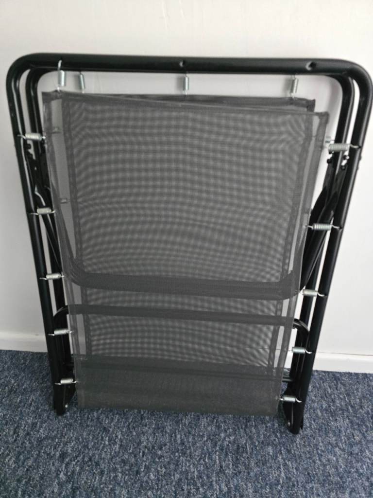 Folding Bed- Black Mesh, Good Condition