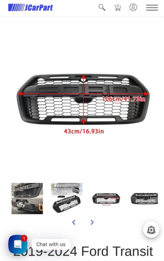 Ford Transit MK8 Trail Raptor Style Front Bumper Grille