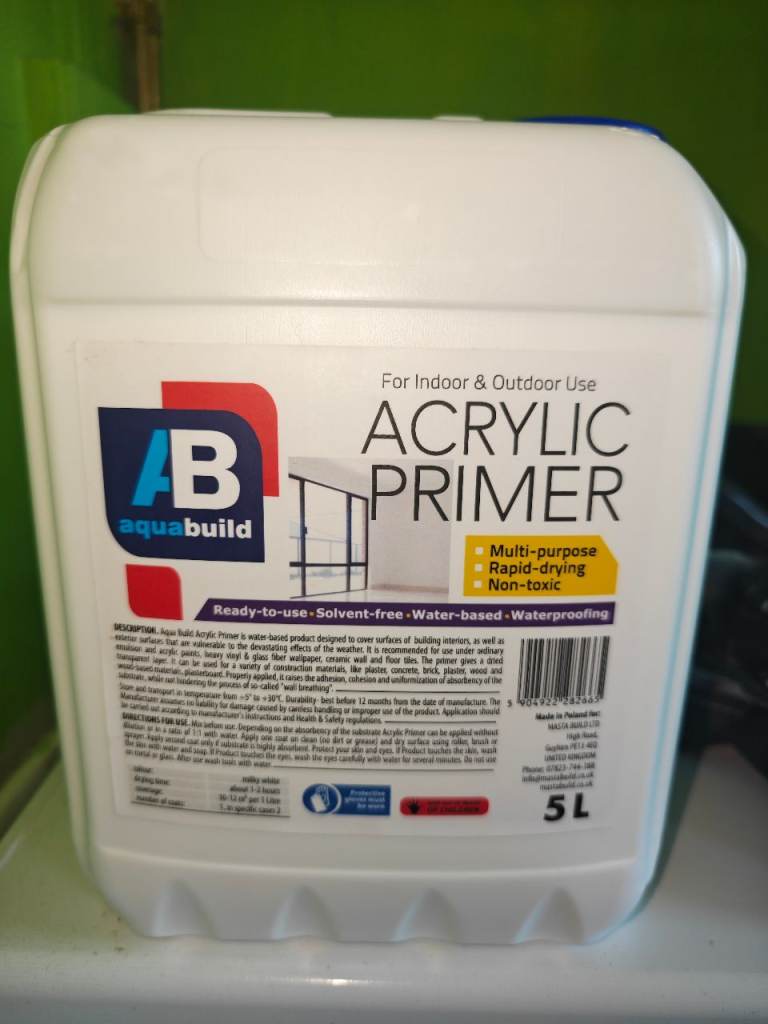 Aquabuild Acrylic Primer 5L – New, Un-sealed. 