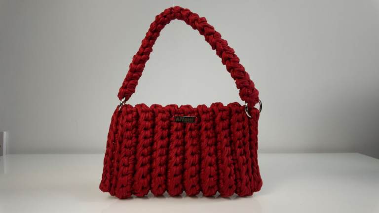Red Crochet Handbag | Handmade Chunky Knit Purse | Statement Sustainable Bag