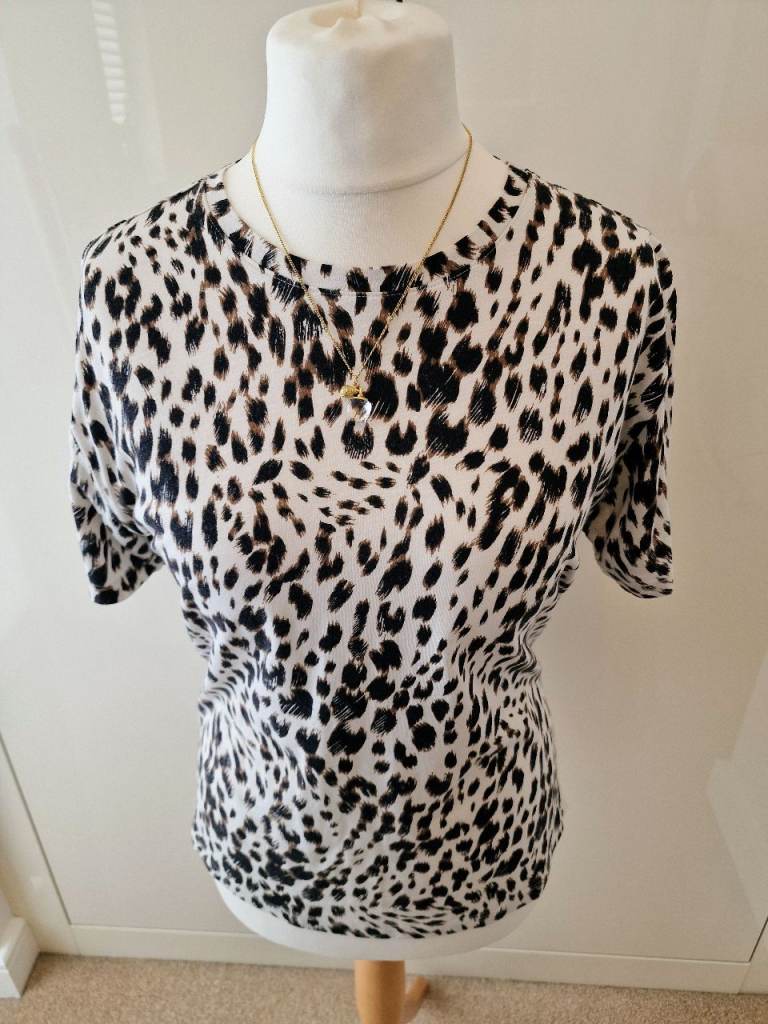 ​M&S Boxy T-Shirt Size 12 | Trending Leopard Print Cotton Modal Summer Tee