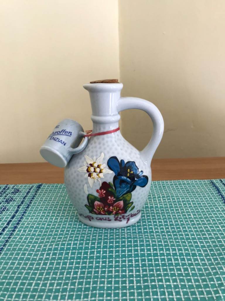 Vintage hand painted china flask 25 cms high (6 inches)