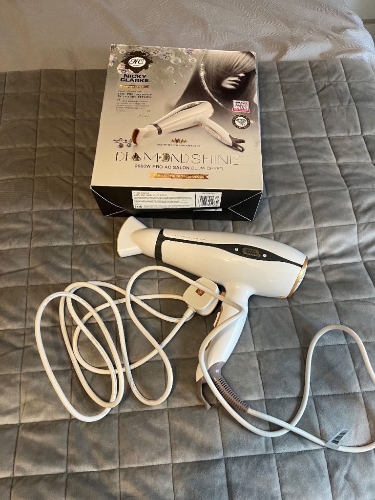 White and gold Nicky Clarke pro salon  hairdryer 