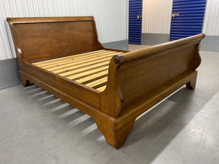 Solid Oak sleigh king size bed frame 