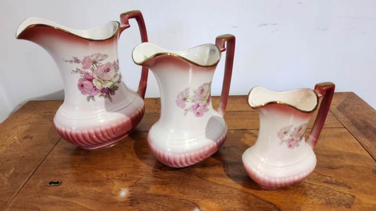 Antique Rockingham Three Piece Jug Set