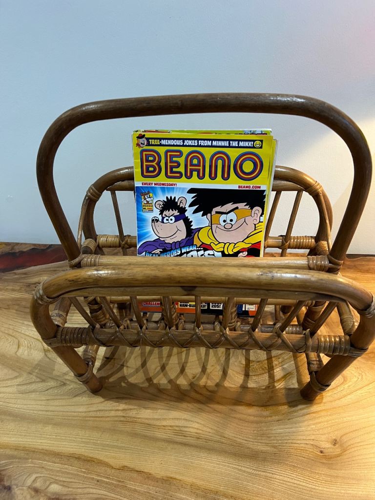 Vintage Rattan/Cane Magazine Rack / Book Holder