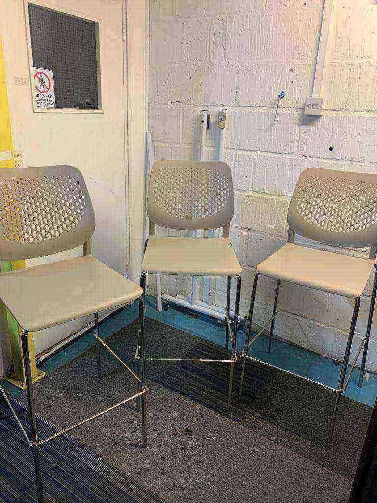 3 oatmeal cream high bar stool office breakfast stackable perforated back
