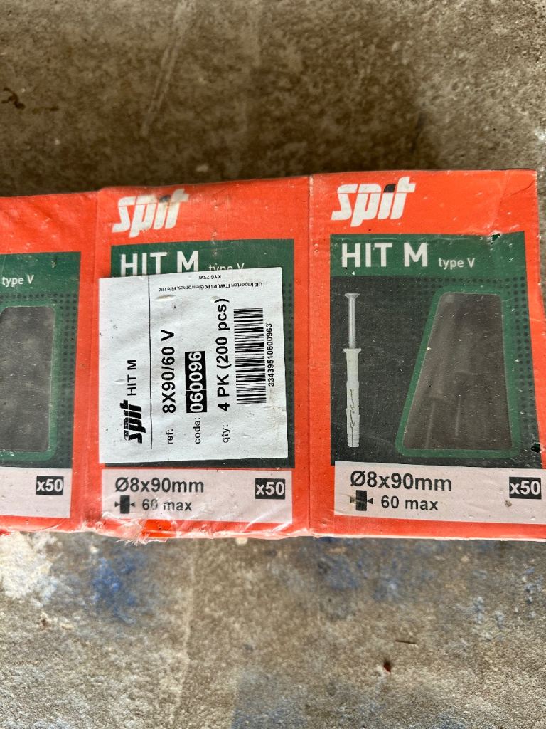 image for 3 boxes of spit hit m type v8 x 90mm fixings