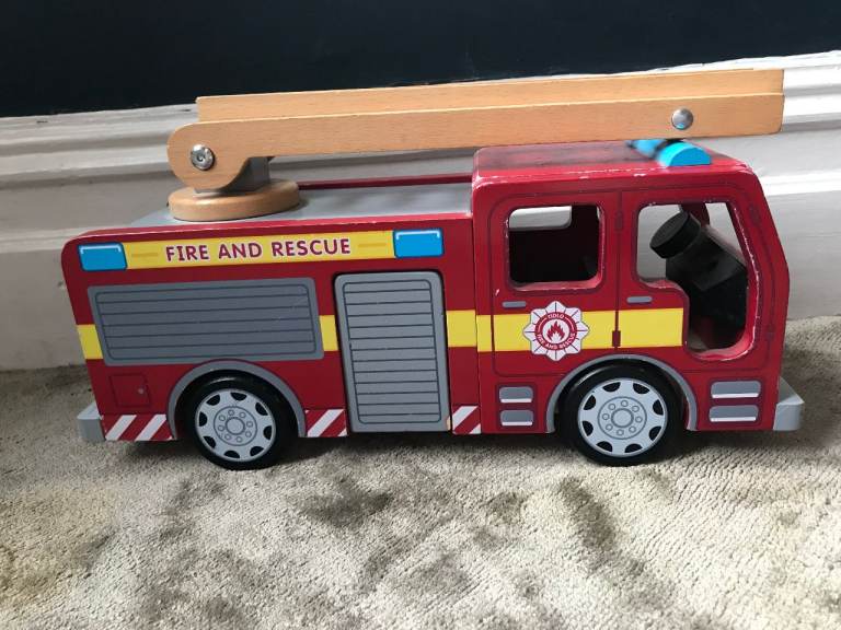 Wooden Tidlo Fire Engine with Figures and Accessories