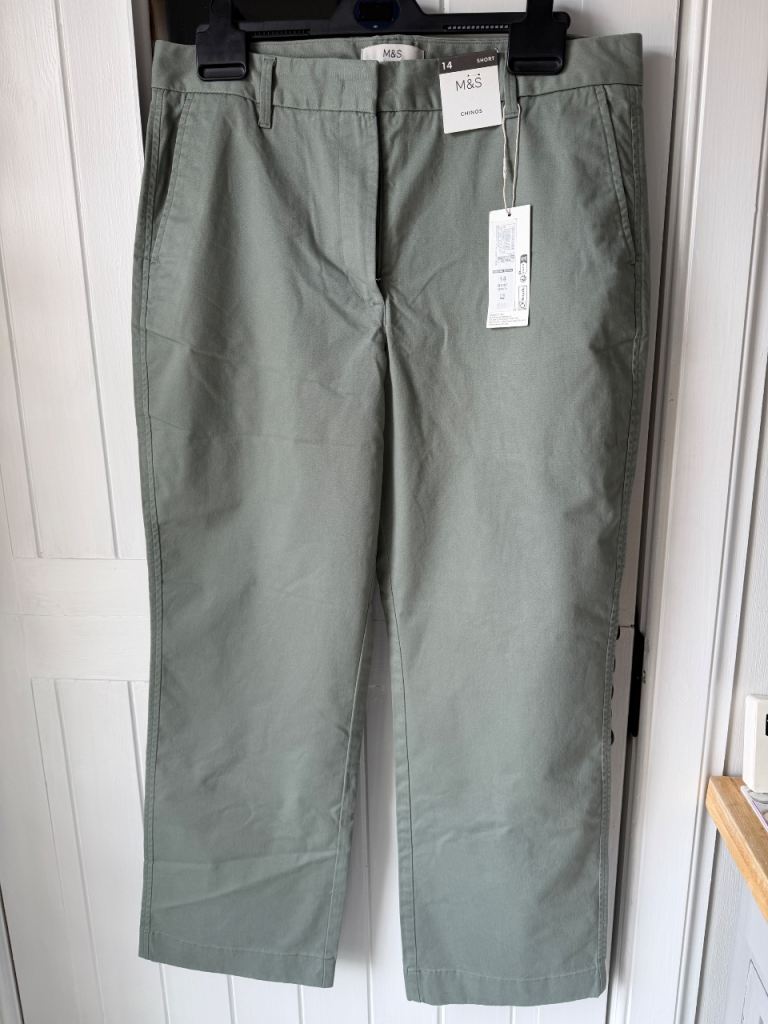 M&S Women's Chinos - Size 14 Short, New with Tags, Green