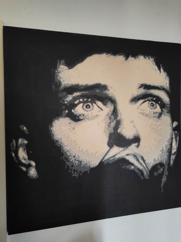 Large pop art painting of Ian curtis