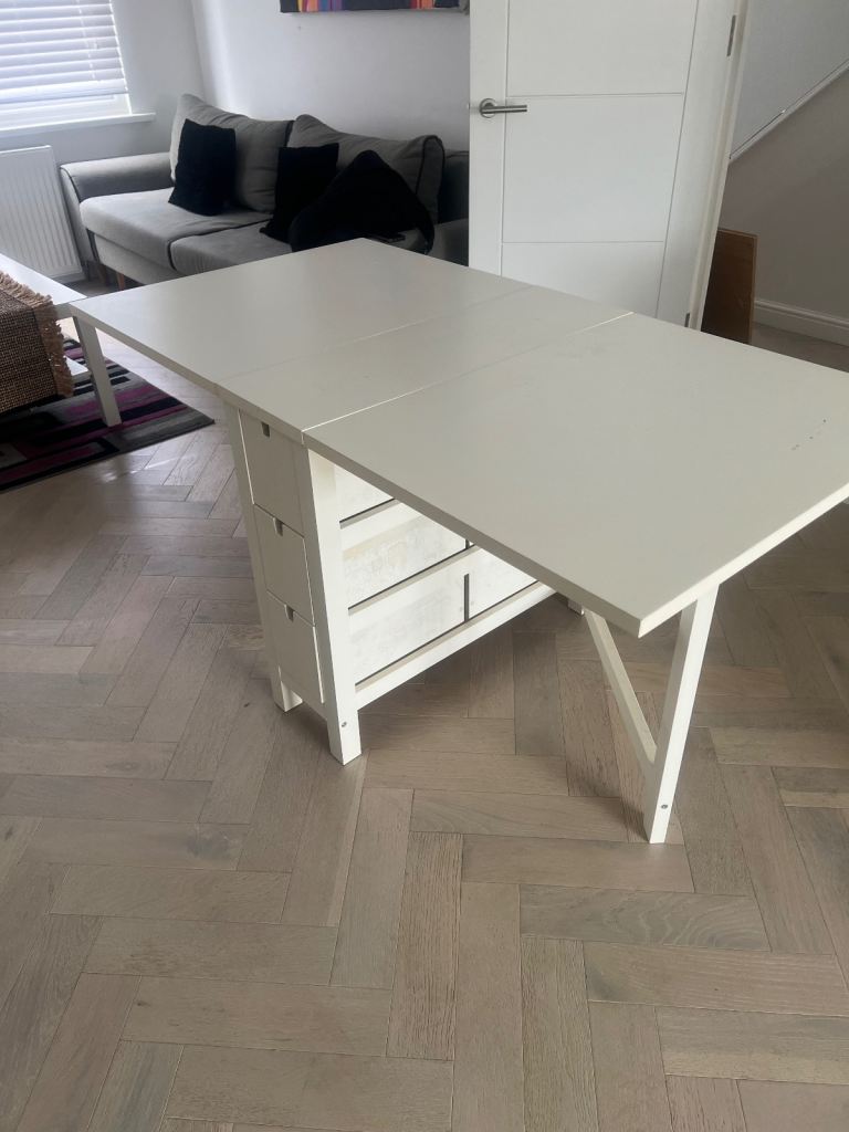 image for IKEA white folding table with draws 