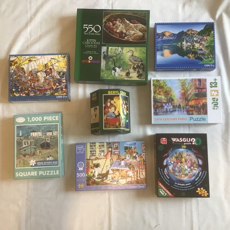 Joblot 9 jigsaw puzzles mix of 500 & 1,000 pcs. Beryl Cook, wasgij & more