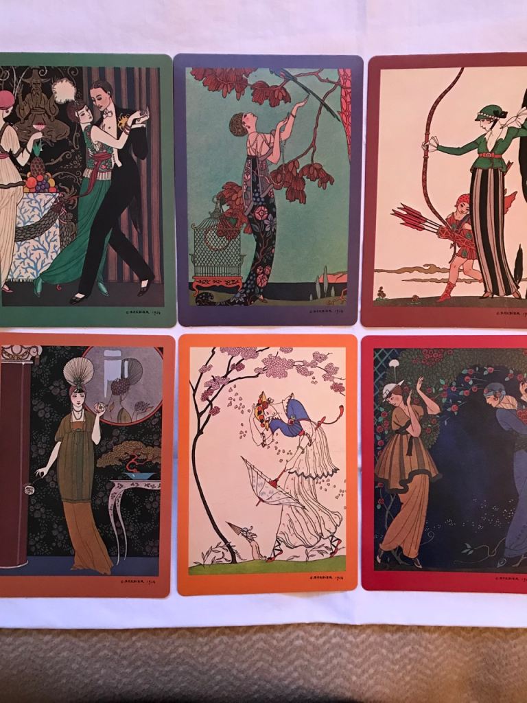 Decorative Barbier Fashion Cards x 6