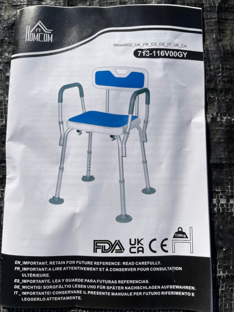 Adjustable shower chair