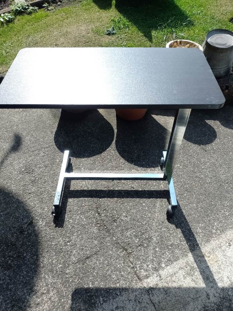 Adjustable Black Overbed Table with Wheels – Good Condition