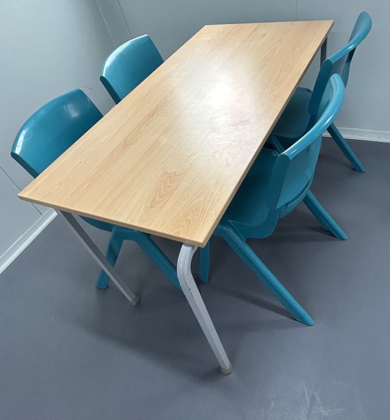 Wooden Top Table- good condition chairs not included