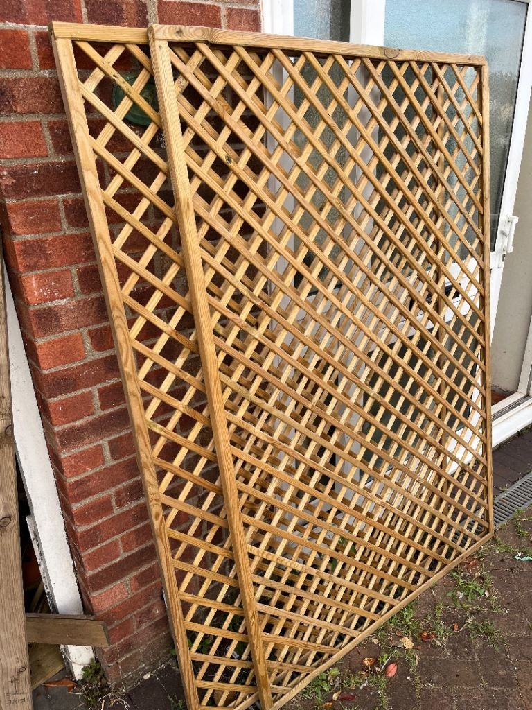 Two Wooden Garden Trellis Panels – Brand New