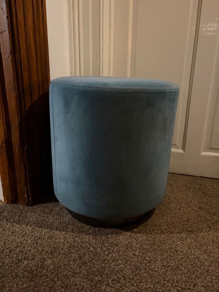 Blue Velvet Stool – Fair Condition