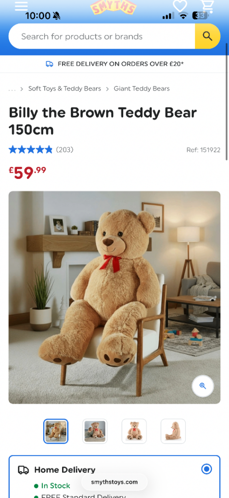  Giant Teddy Bear 150cm – Like New Condition