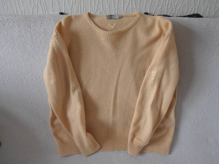CALLOWAY-Lambs Wool - Golf Jumper - Size XL - Pale Yellow.