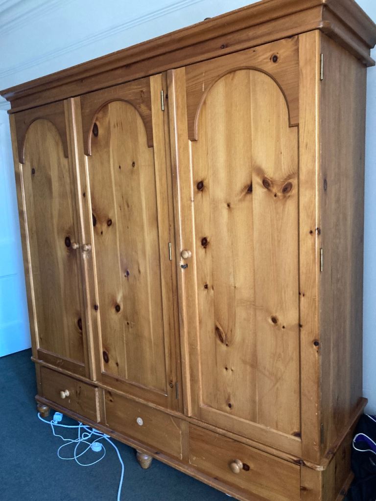 Large triple pine wardrobe