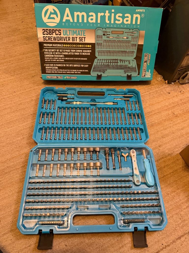 Blue 258 piece Amartisan ultimate screwdriver bit set new 