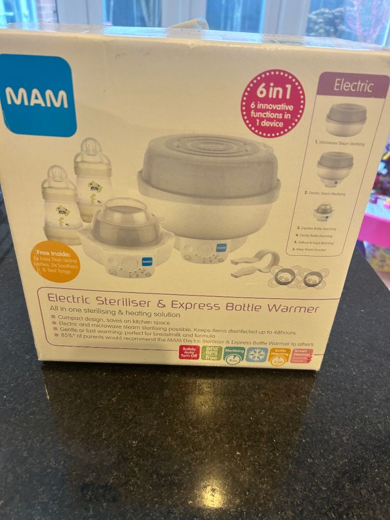Mam 6 in 1 electric steriliser express bottle warmer in original box 
