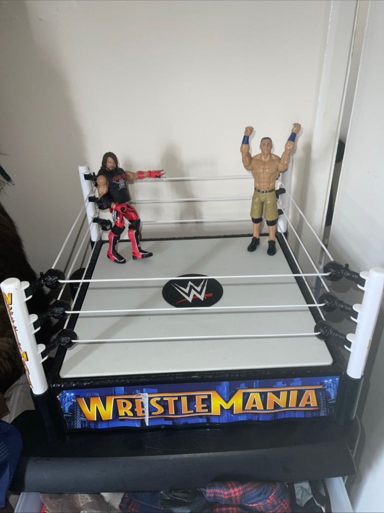 WWE Wrestling ring with figures 