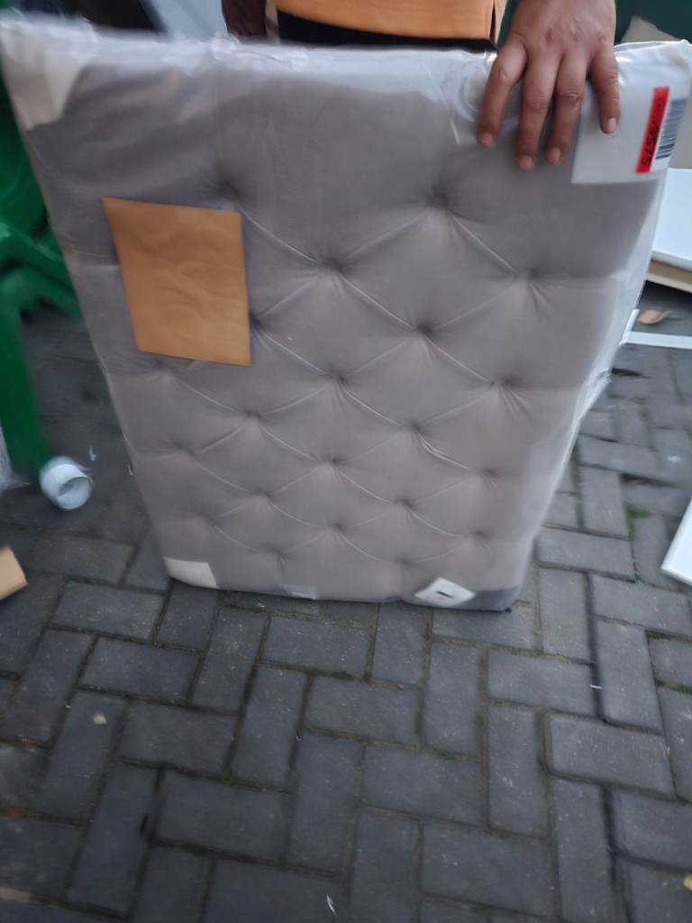 Single bed grey velvet head board